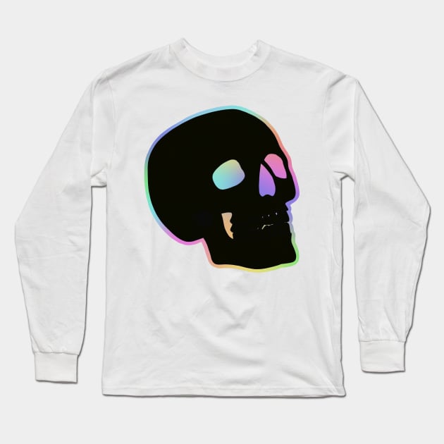 Pastel Holographic Skull Long Sleeve T-Shirt by JuneNostalgia